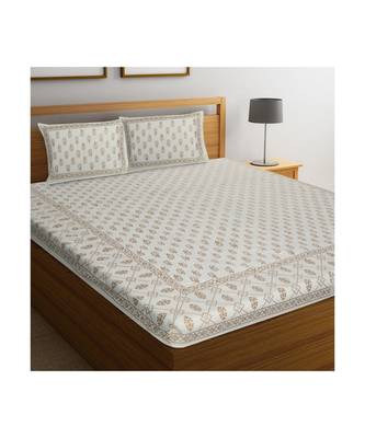 Rajasthani Traditional Jaipuri Pure Cotton King Size Double Bedsheet With 2 Pillow Covers Sets 1