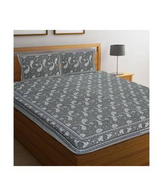 Rajasthani Traditional Jaipuri Pure Cotton King Size Double Bedsheet With 2 Pillow Covers Sets 1