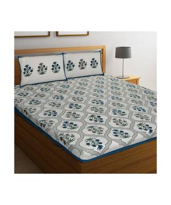 Rajasthani Traditional Jaipuri Pure Cotton King Size Double Bedsheet With 2 Pillow Covers Sets 1
