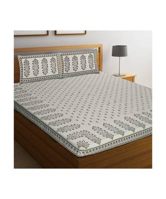 Rajasthani Traditional Jaipuri Pure Cotton King Size Double Bedsheet With 2 Pillow Covers Sets 1
