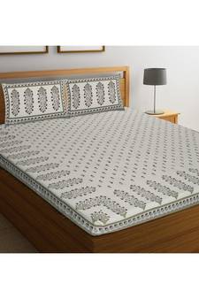 Rajasthani Traditional Jaipuri Pure Cotton King Size Double Bedsheet With 2 Pillow Covers Sets