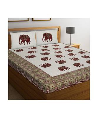 Rajasthani Traditional Jaipuri Pure Cotton King Size Double Bedsheet With 2 Pillow Covers Sets 5