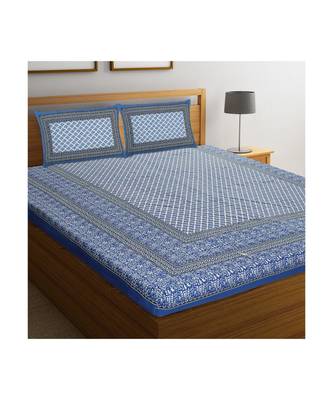 Rajasthani Traditional Jaipuri Pure Cotton King Size Double Bedsheet With 2 Pillow Covers Sets 1