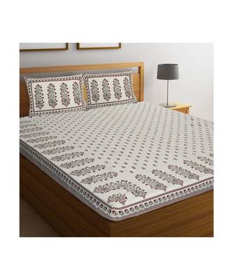 Rajasthani Traditional Jaipuri Pure Cotton King Size Double Bedsheet With 2 Pillow Covers Sets 1