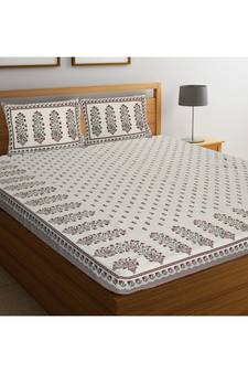 Rajasthani Traditional Jaipuri Pure Cotton King Size Double Bedsheet With 2 Pillow Covers Sets