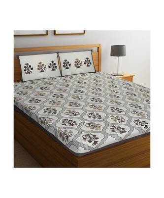 Rajasthani Traditional Jaipuri Pure Cotton King Size Double Bedsheet With 2 Pillow Covers Sets 1