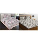 Rajasthani Traditional Jaipuri Pure Cotton King Size 2 Double Bedsheet With 4 Pillow Covers Sets