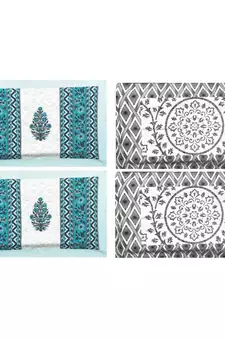 Rajasthani Traditional Jaipuri Pure Cotton King Size 2 Double Bedsheet With 4 Pillow Covers Sets
