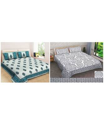 Rajasthani Traditional Jaipuri Pure Cotton King Size 2 Double Bedsheet With 4 Pillow Covers Sets 1