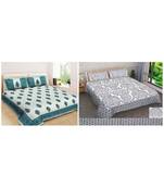 Rajasthani Traditional Jaipuri Pure Cotton King Size 2 Double Bedsheet With 4 Pillow Covers Sets