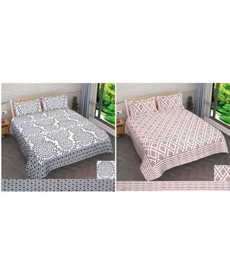 Rajasthani Traditional Jaipuri Pure Cotton King Size 2 Double Bedsheet With 4 Pillow Covers Sets 1