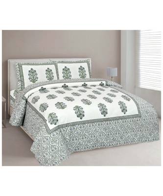Rajasthani Traditional Jaipuri Pure Cotton King Size Double Bedsheet With 2 Pillow Covers Sets 1