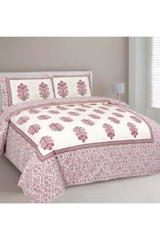 Rajasthani Traditional Jaipuri Pure Cotton King Size Double Bedsheet With 2 Pillow Covers Sets
