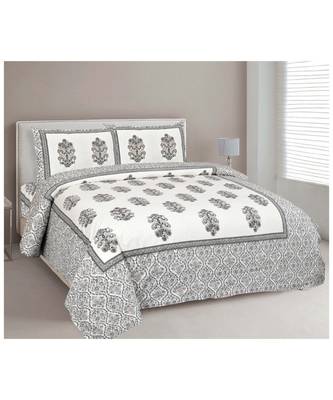 Rajasthani Traditional Jaipuri Pure Cotton King Size Double Bedsheet With 2 Pillow Covers Sets 1