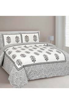 Rajasthani Traditional Jaipuri Pure Cotton King Size Double Bedsheet With 2 Pillow Covers Sets