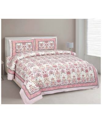 Rajasthani Traditional Jaipuri Pure Cotton King Size Double Bedsheet With 2 Pillow Covers Sets 1