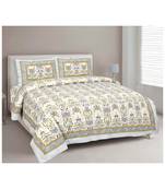 Rajasthani Traditional Jaipuri Pure Cotton King Size Double Bedsheet With 2 Pillow Covers Sets