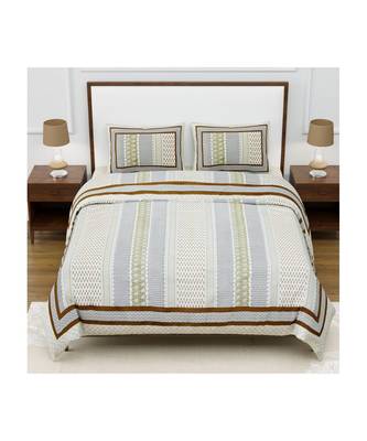 Rajasthani Traditional Jaipuri Pure Cotton King Size Double Bedsheet With 2 Pillow Covers Sets 1