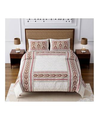 Rajasthani Traditional Jaipuri Pure Cotton King Size Double Bedsheet With 2 Pillow Covers Sets 1