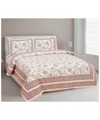 Rajasthani Traditional Jaipuri Pure Cotton King Size Double Bedsheet With 2 Pillow Covers Sets 1