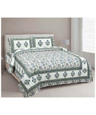 Rajasthani Traditional Jaipuri Pure Cotton King Size Double Bedsheet With 2 Pillow Covers Sets 1