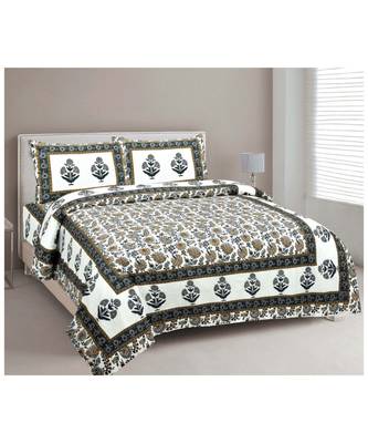 Rajasthani Traditional Jaipuri Pure Cotton King Size Double Bedsheet With 2 Pillow Covers Sets 1