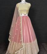 Pink Color Sequins Work Semi-Stitched Lehenga & Unstitched Blouse With Dupatta