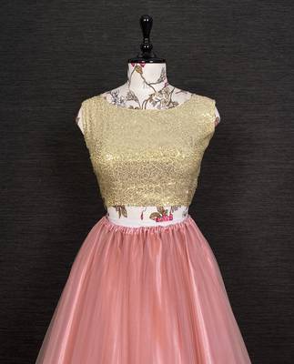 Pink Color Sequins Work Semi-Stitched Lehenga & Unstitched Blouse With Dupatta 4