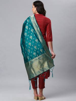 Rama Banarasi Silk Jacquard Woven Dupatta 2
