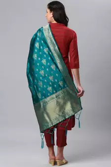 Rama Banarasi Silk Jacquard Woven Dupatta