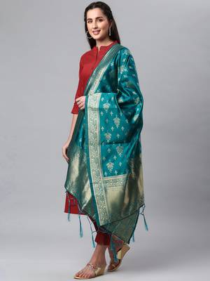 Rama Banarasi Silk Jacquard Woven Dupatta 3
