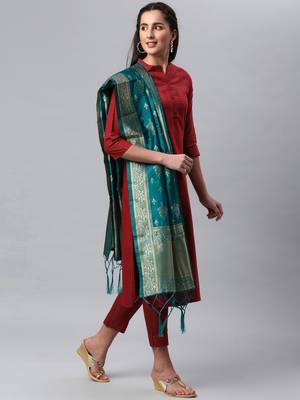 Rama Banarasi Silk Jacquard Woven Dupatta 4