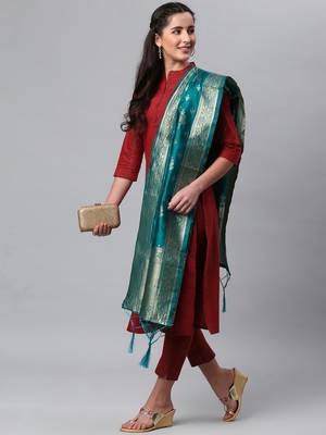 Rama Banarasi Silk Jacquard Woven Dupatta 5