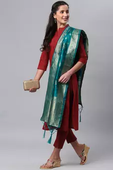 Rama Banarasi Silk Jacquard Woven Dupatta