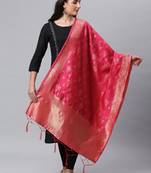RaniPink Banarasi Silk Jacquard Woven Dupatta