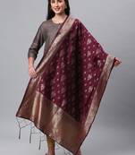 Wine Banarasi Silk Jacquard Woven Dupatta