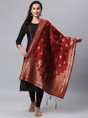 Rama Banarasi Silk Jacquard Woven Dupatta 1