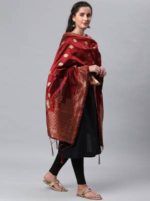 Rama Banarasi Silk Jacquard Woven Dupatta 4