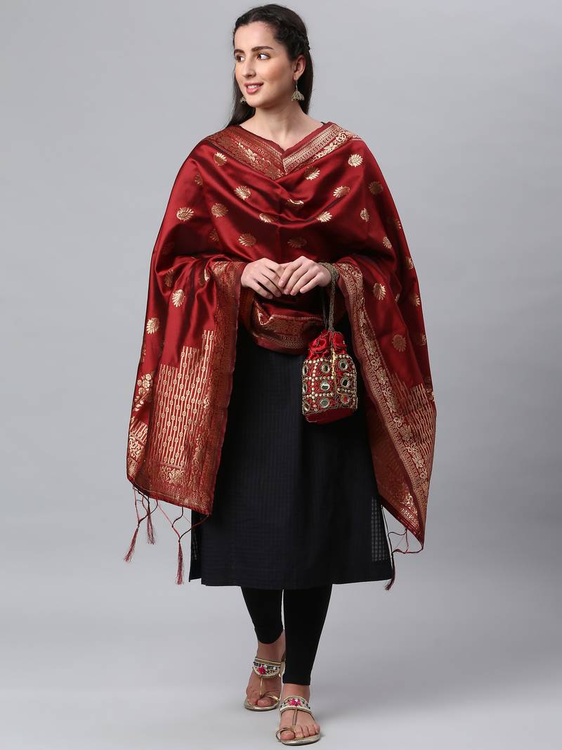Rama Banarasi Silk Jacquard Woven Dupatta