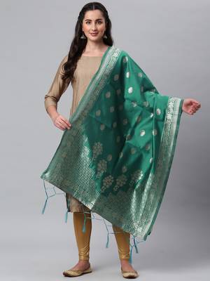 Red Banarasi Silk Jacquard Woven Dupatta 1
