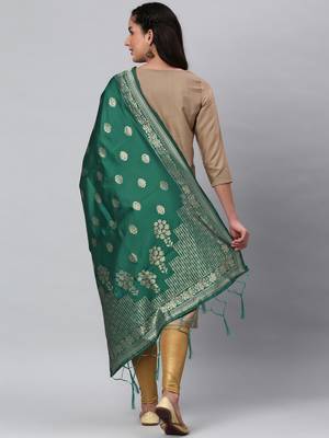 Red Banarasi Silk Jacquard Woven Dupatta 2
