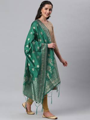 Red Banarasi Silk Jacquard Woven Dupatta 4