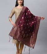 Wine Banarasi Silk Jacquard Woven Dupatta