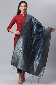 IndigoBlue Banarasi Silk Jacquard Woven Dupatta