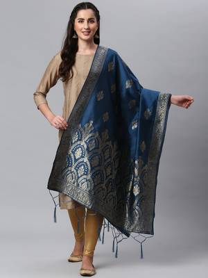 IndigoBlue Banarasi Silk Jacquard Woven Dupatta 1