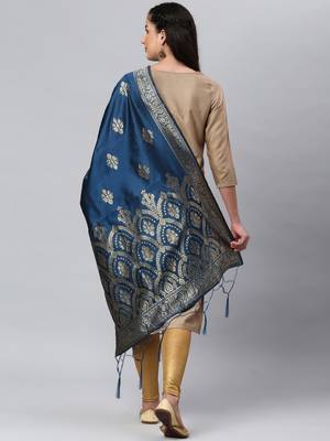 IndigoBlue Banarasi Silk Jacquard Woven Dupatta 2