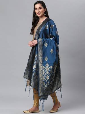 IndigoBlue Banarasi Silk Jacquard Woven Dupatta 3