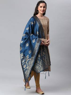 IndigoBlue Banarasi Silk Jacquard Woven Dupatta 4