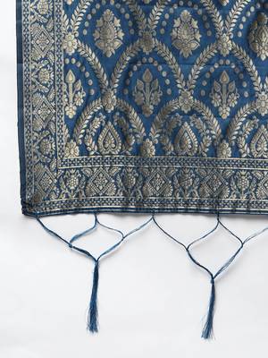 IndigoBlue Banarasi Silk Jacquard Woven Dupatta 5