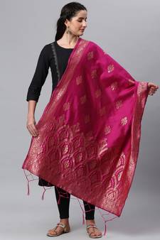 RaniPink Banarasi Silk Jacquard Woven Dupatta